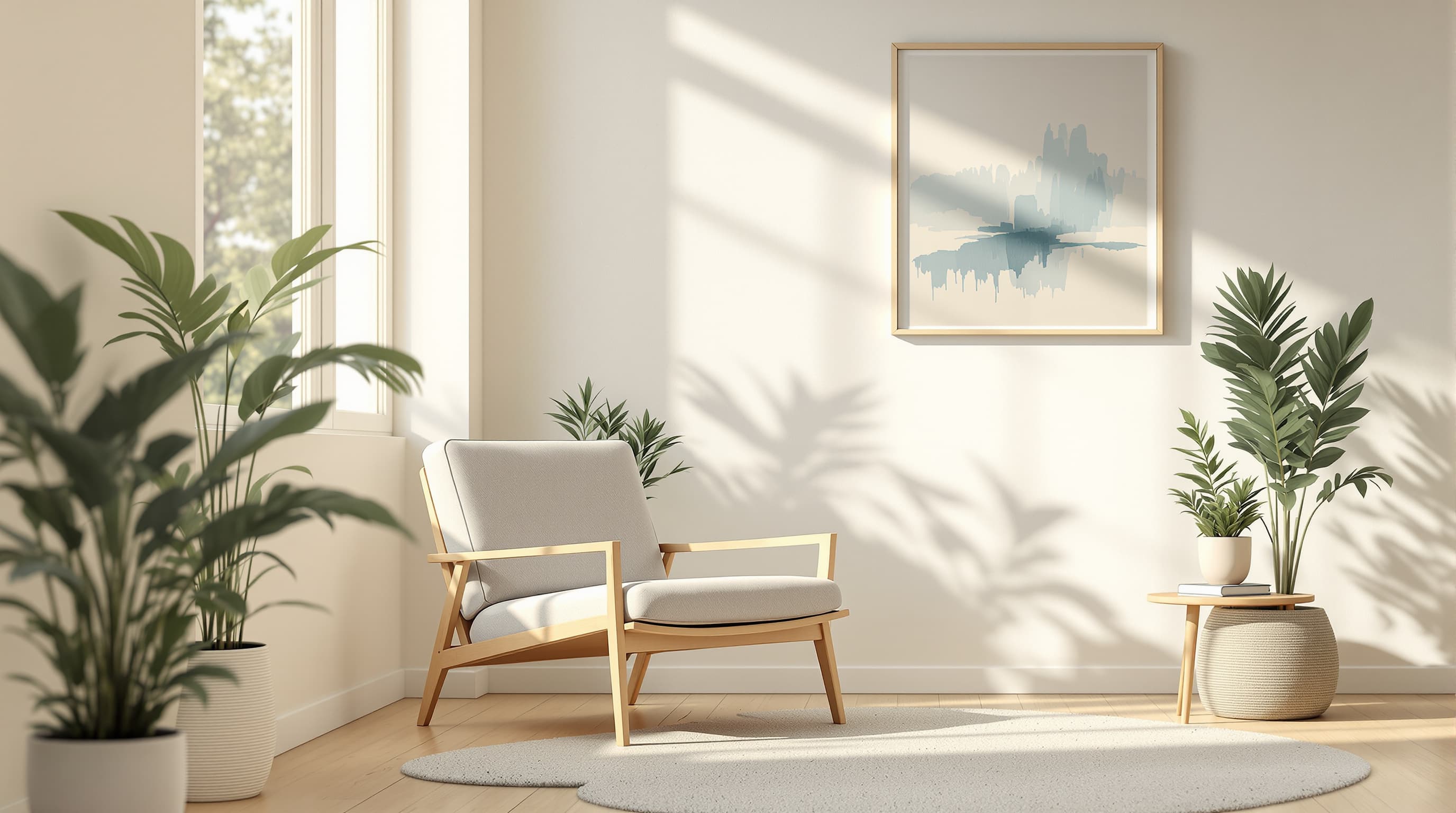 Ruhige moderne Therapiepraxis mit warmem Tageslicht